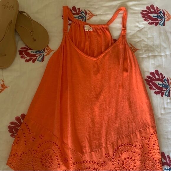 Meadow Rue Orange Eyelet Knotted Tank - Picture 5 of 10